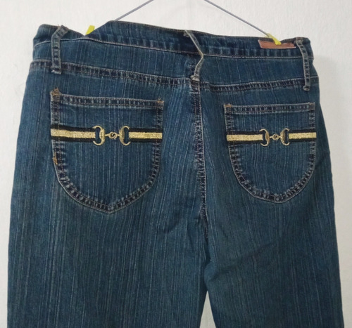 Pantalón De Jeans Para Dama Talle G/ Xg Con Bolsillos Bordad