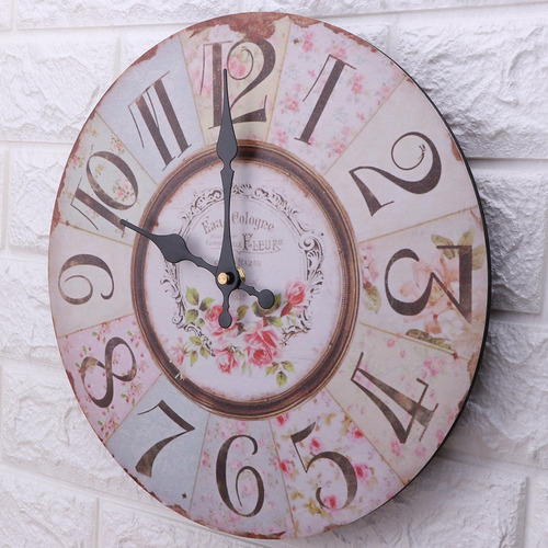 Reloj De Pared Estilo Vintage Francés De 12 Pulgadas Shabby