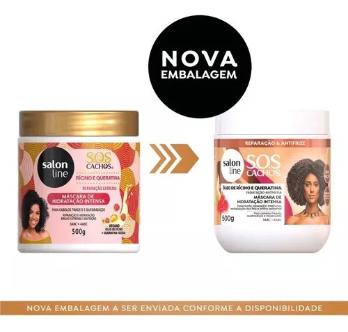 Kit Salon Line Rícino Queratina Sos Cachos Com Óleo De Coco