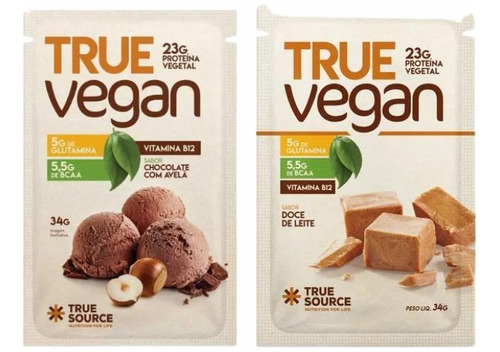 Kit 2 True Vegan Sachê: Doce De Leite, Chocolate Com Avelã