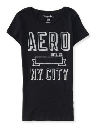 Camiseta Aero Glitter Banner Graphic Negra