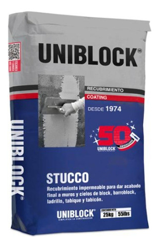 Estuco Uniblock E Con Fibra Gris 25kg