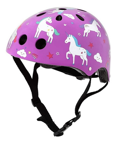 Casco Ciclismo Unicornios Morado Luz Led Niña Hornit Color Violeta Talla M (53-58cm)