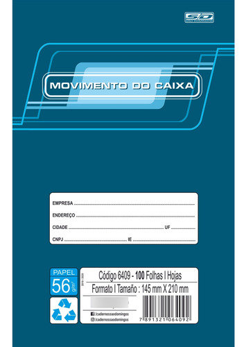 Movimento Controle De Caixa Comercial 1/4 21x14,5cm 100 Fls