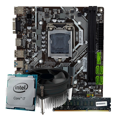 Kit Upgrade, Processador Intel Core I7, Placa Mãe + 8gb Cor Preto