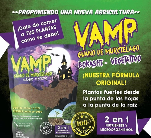 Imagen 2 de 3 de Vamp Bokashi Guano De Murcielago Vegetativo 800 Cm3