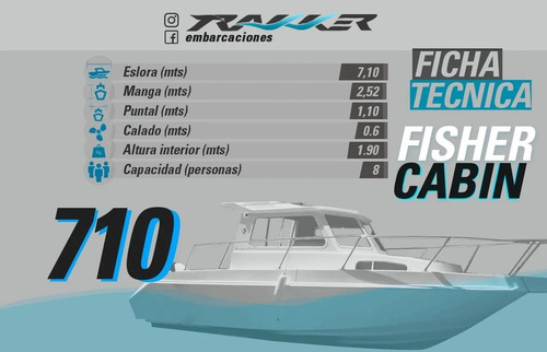 Imagen 10 de 11 de Fisher Cabin 710 2022 0hs Mercury 150 Hp **permuto**