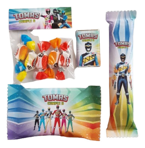 Candy Bar Power Ranger Dino Golosinas Personalizadas 10 Niñ 