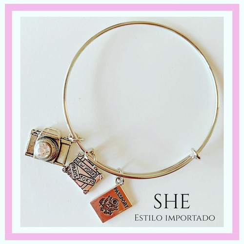 Pulsera 3 Dijes Camara Valija Pasaporte