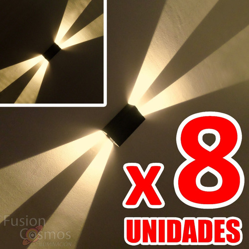 Aplique Luz Pared Interior Lampara Bidireccional Pack X8unid