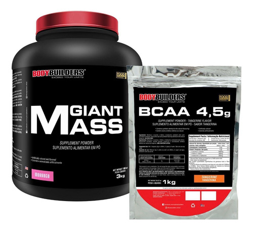 Kit Giant Mass 3 Kg + Bcaa 4.5 1kg - Bodybuilders