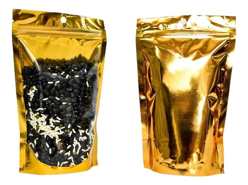 Saco Zip Lock Stand Up Pouch Dourado C/visor 13x20x4 1000 Un