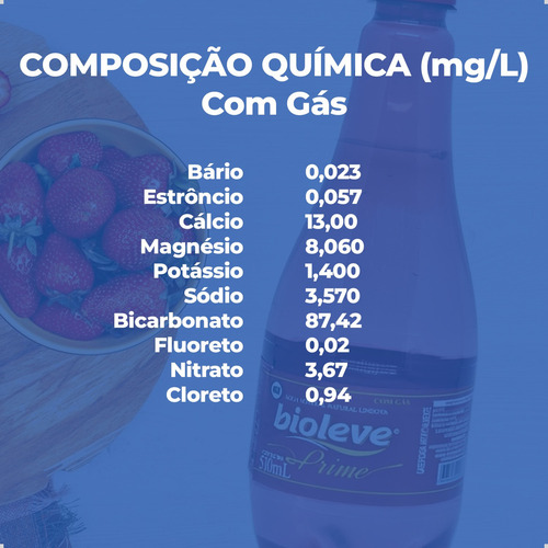 Água Mineral Bioleve Prime Com Gás Garrafa 510ml Kit Com 12