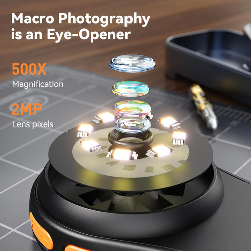 Microscopio Digital Portátil 200x Con 3 Niveles De Luz Led
