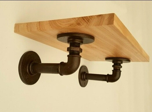 Repisa En Madera Y Caño, Estilo Industrial, Fasur