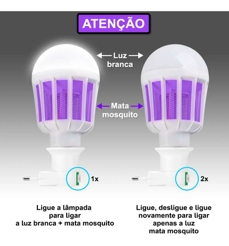 Armadilha Mata Mosquito Pernilongo Bulbo Luminaria Led