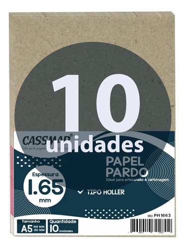 Papel Para Cartonagem Pardo Tipo Holler 1,65mm A5 10un