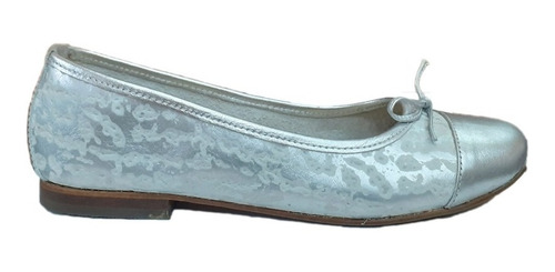 Ballerina Chata Cuero Plata Print