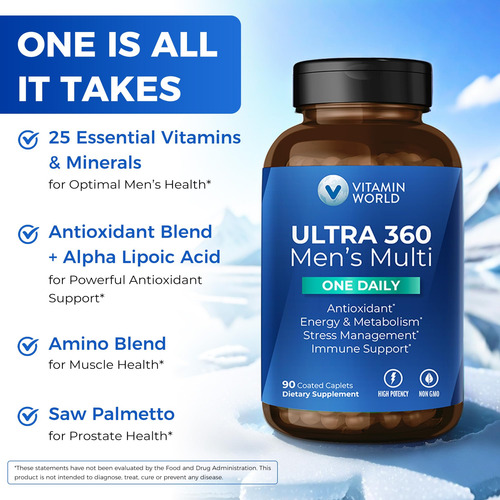 Multivitamínico Ultra 360 Hombres Minerales Vitamina A, C, D