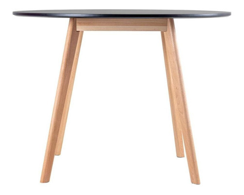 Mesa De Jantar Leda 100 Cm + 3 Cadeiras Estofadas Leda Cor Mesa preto com cadeiras preto
