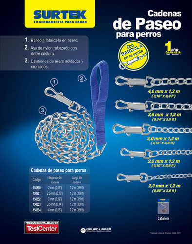 Cadena Para Perro 4.0mm X 1.2m Surtek 150834