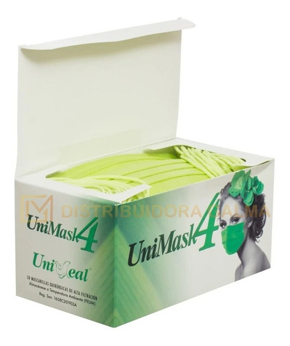 Cubrebocas Unimask 4 Uniseal Color Verde