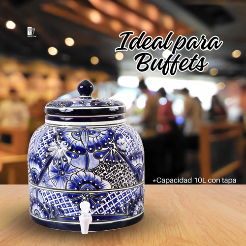 Portagarrafon Dispensador De Agua De Talavera 10 Lts C/llave Color Talavera Azul