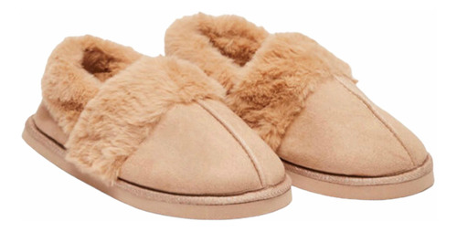 Pantuflas Peluche Café Ws Mujer