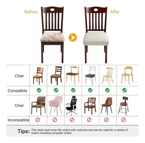 Funda Elástica Para Silla De Comedor, 6 Unidades