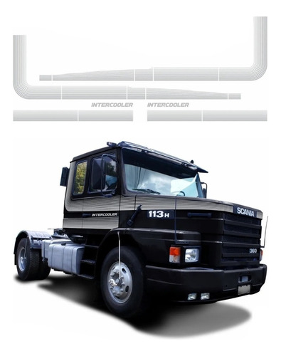 Adesivos Faixas Para Scania Prata 113 1986 1987 1988 20060