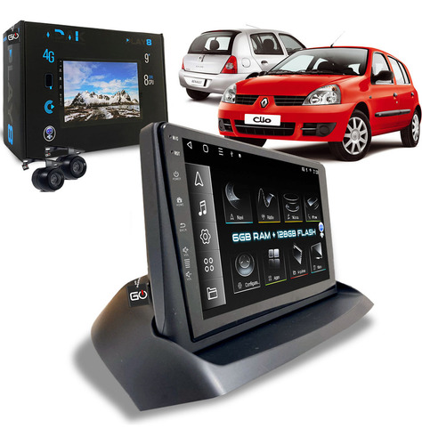 Central Multimídia 6+128gb Renault Clio 2008 À 2016 Carplay Cor Clio 2015 Preto