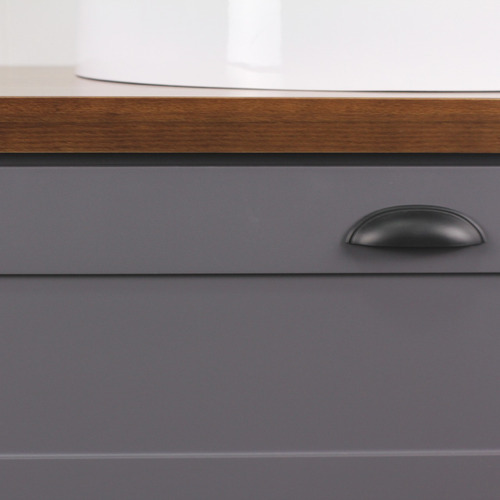 Gabinete Nordic Provence 2 Gavetas 80cm Completo Mazzu Cor do móvel Grafite/Ipê