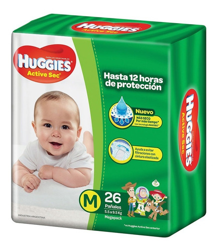 Pañales Huggies Active Sec Megapack M G Xg Xxg