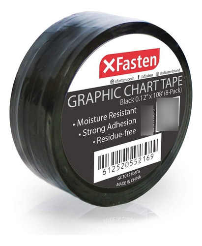 Xfasten Thin Graphic Chart Line Tape, Negro / X 
