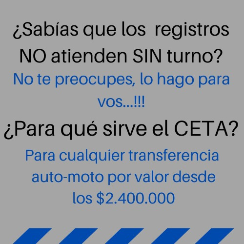 Imagen 2 de 5 de Turno Registro Y Ceta Al Instante. Gestor Automotor Matric.