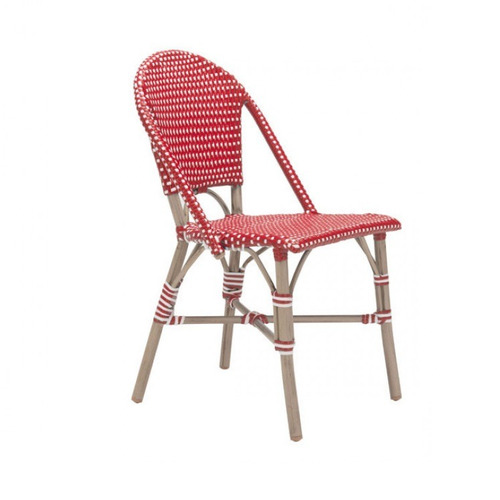Imagen 1 de 9 de Silla Para Jardin Modelo Paris Sin Brazos - Rojo Këssa Muebl