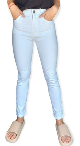 Combo Jeans Mujer Iris Blanco + Cinto Doble Ojal Premium