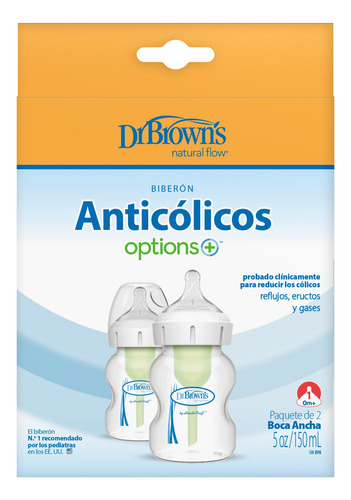 Pack 2 Mamaderas Boca Ancha Dr. Brown's Options+ 150ml