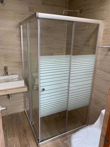 Imagen 3 de 11 de Cancel De Baño Cristal Templado 90x90franjas Biseladas