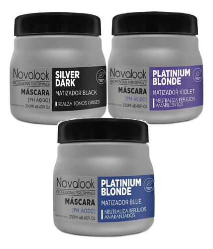 Mascara Pack 3 Matizador Platinium Blonde 250 Ml Novalook