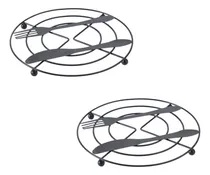 Comprar Set X 2 Posa Pava Metal Negro Posa Fuente Apoyo Mesa Redondo