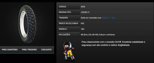 Par Pneu Yamaha Xt 600 T&c 120/90-17 + 90/90-21 Technic
