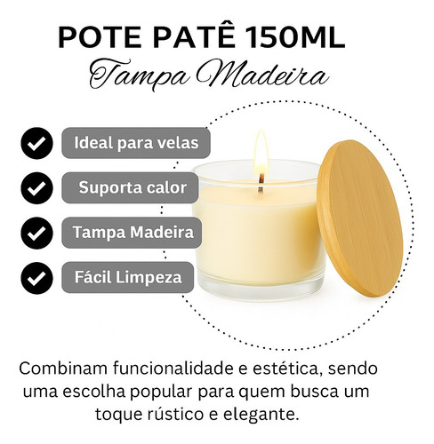 Kit 12 Frascos De Cristal 150ml Con Tapas De Madera For