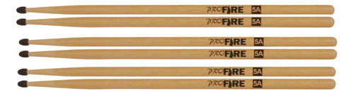 Kit 3 Pares Baqueta 5a Ponta De Nylon Pro Fire Spanking 5an