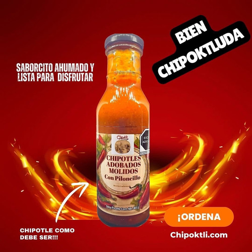 Salsa De Chipotles Adobados Chipoktli Caja De 6 Pzas 365 Gr.
