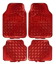 Comprar Alfombras Goma Auto Color Cromo Cromado Rojas 4 Pzs T122
