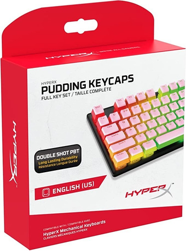 Teclas Pudding Keycaps Rosa Rgb Español Hyperx Base Blanca