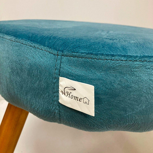Imagen 3 de 7 de Banco Apoyapiés Puff Con Patas Madera Asiento Tapizado