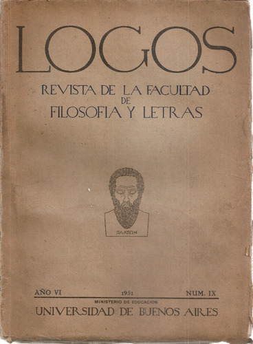 Revista Logos Nº 9 Facultad Filosofia Letra Battistessa 1951