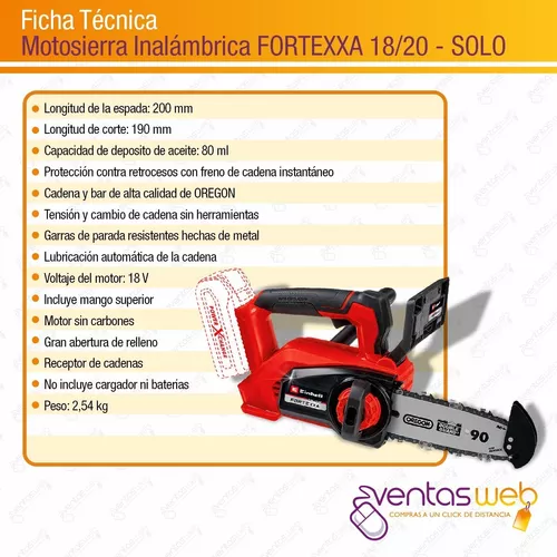 Motosierra Inalámbrica Einhell 200mm 18V FORTEXXA 18/20 TH